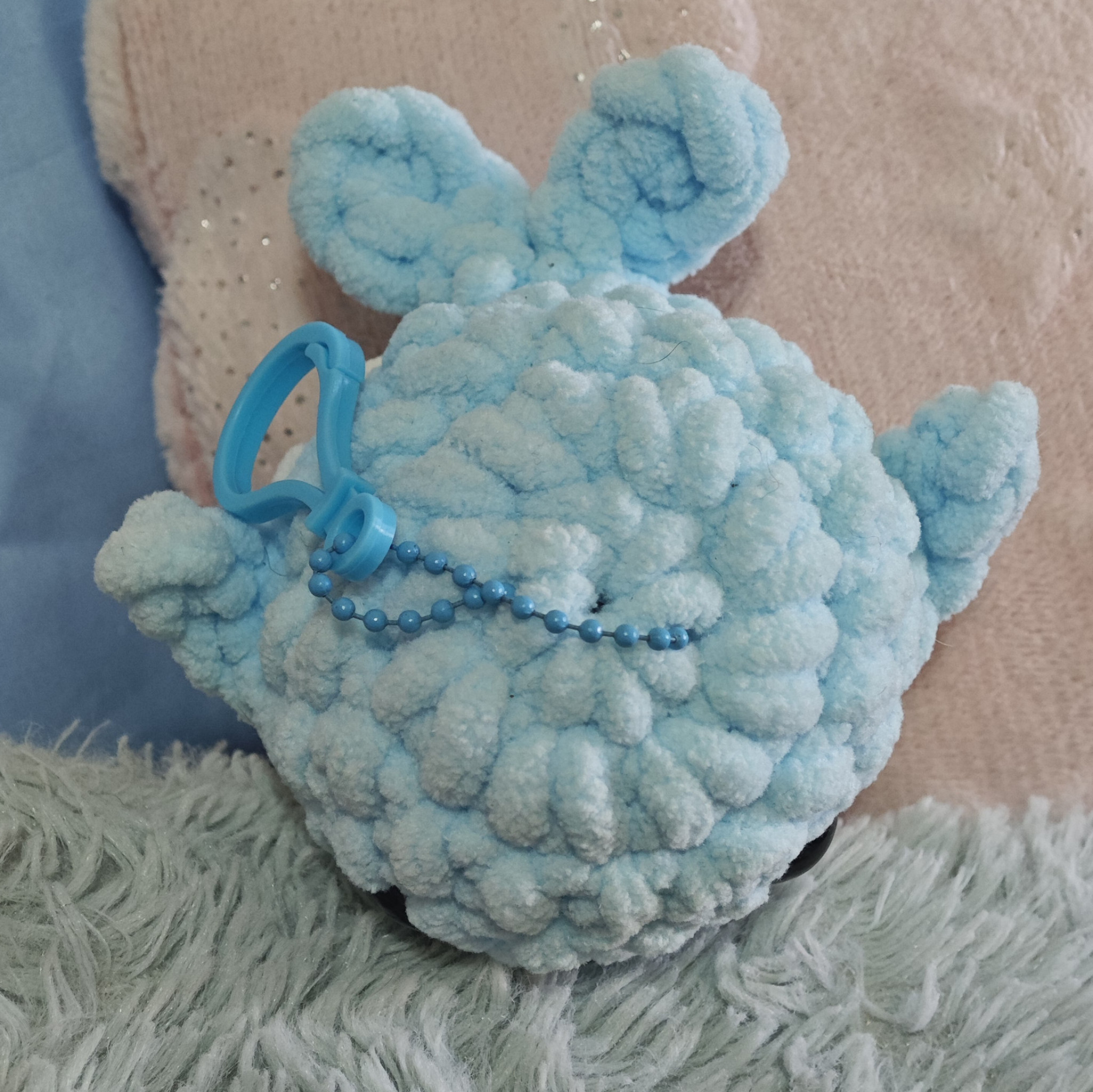 Light Blue Baby Whale Crochet Keychain